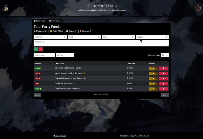 Party Funds Dashboard